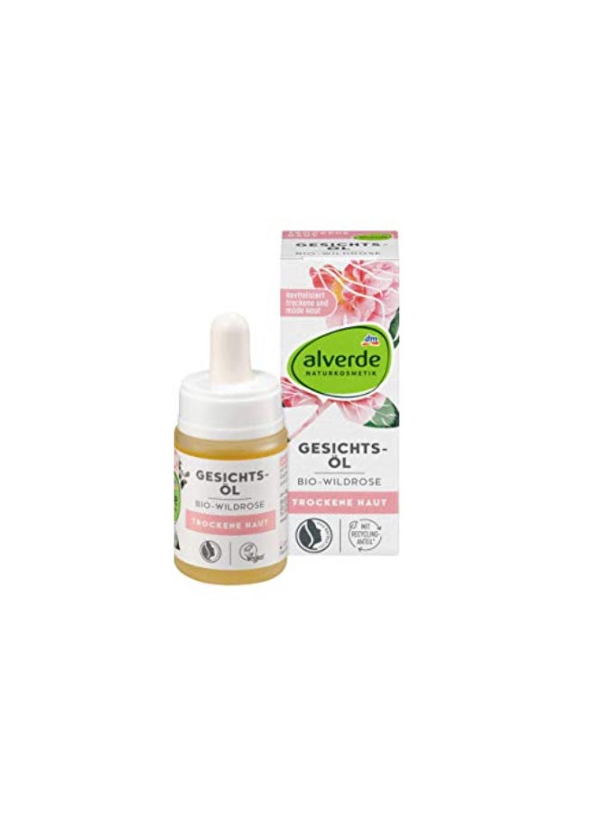 Alverde Wild Rose Facial Oil AntiAgeing With Oils of RoseHip Jojoba Almond Peach Vegan No Animal Testing 15ml - Image 1