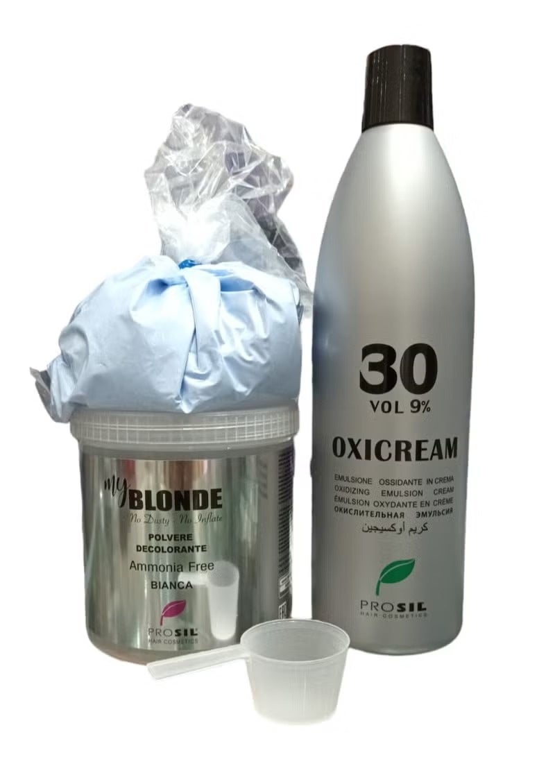 My Blonde Powder, Ammonia Free, Blue 500 ml and Oxygen Cream 30 9%