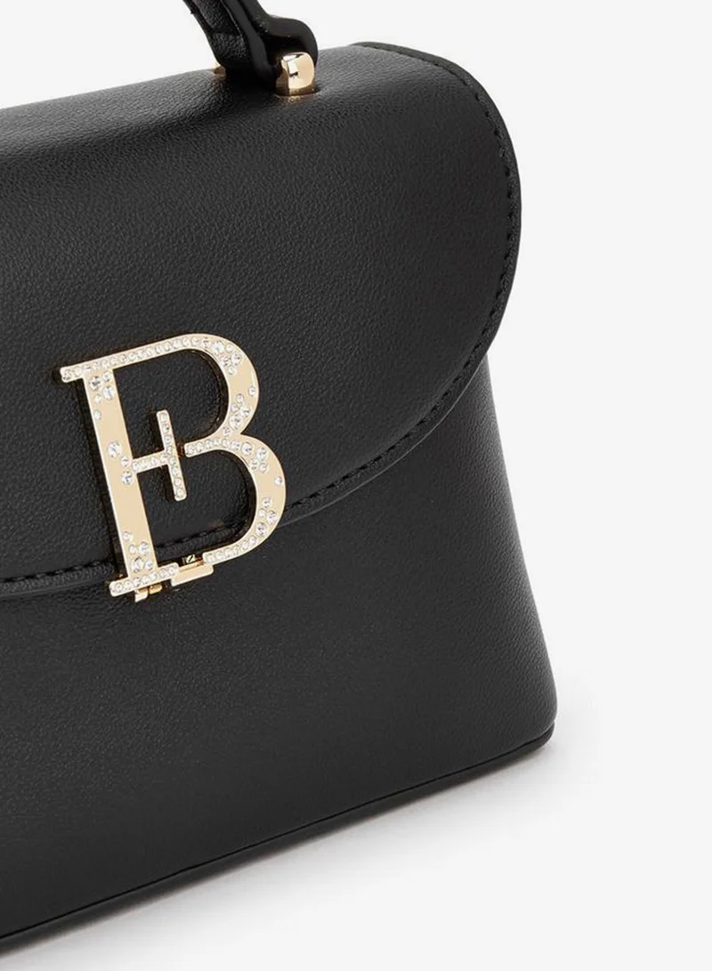 Flora Bella By Shoexpress BLACK Solid Satchel Bag With Detachable Strap And Flap Closure for Women | Best Price UAE