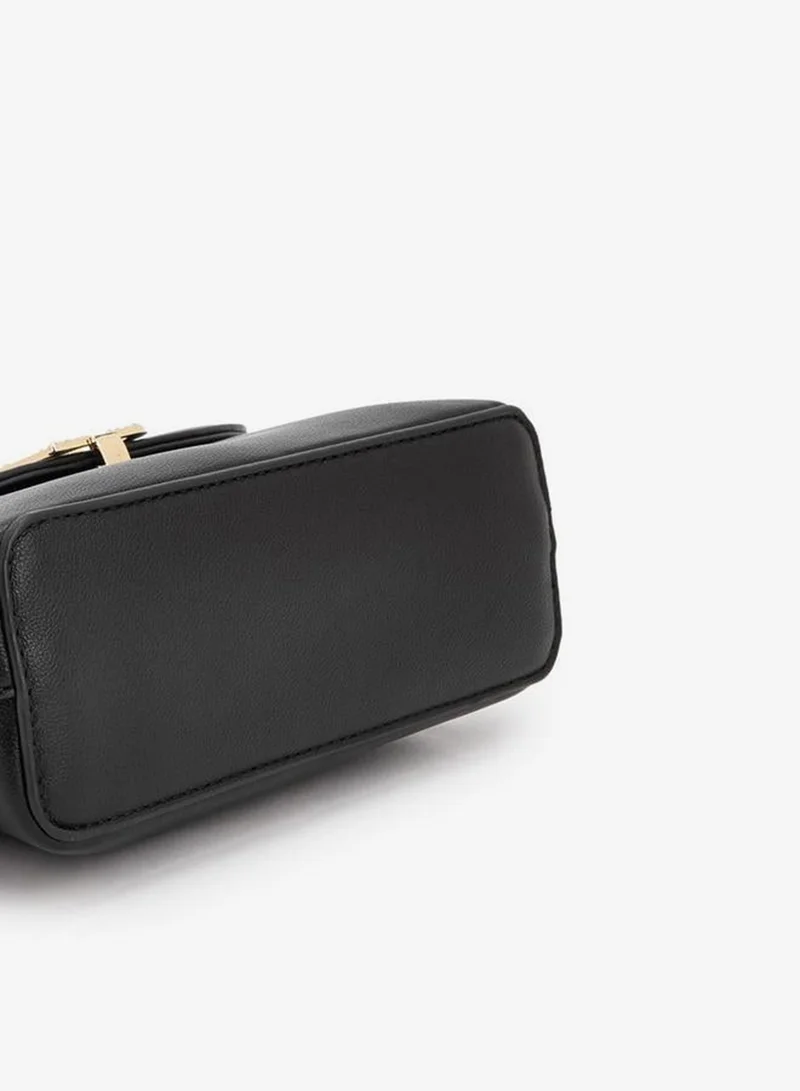 Flora Bella By Shoexpress BLACK Solid Satchel Bag With Detachable Strap And Flap Closure for Women | Best Price UAE