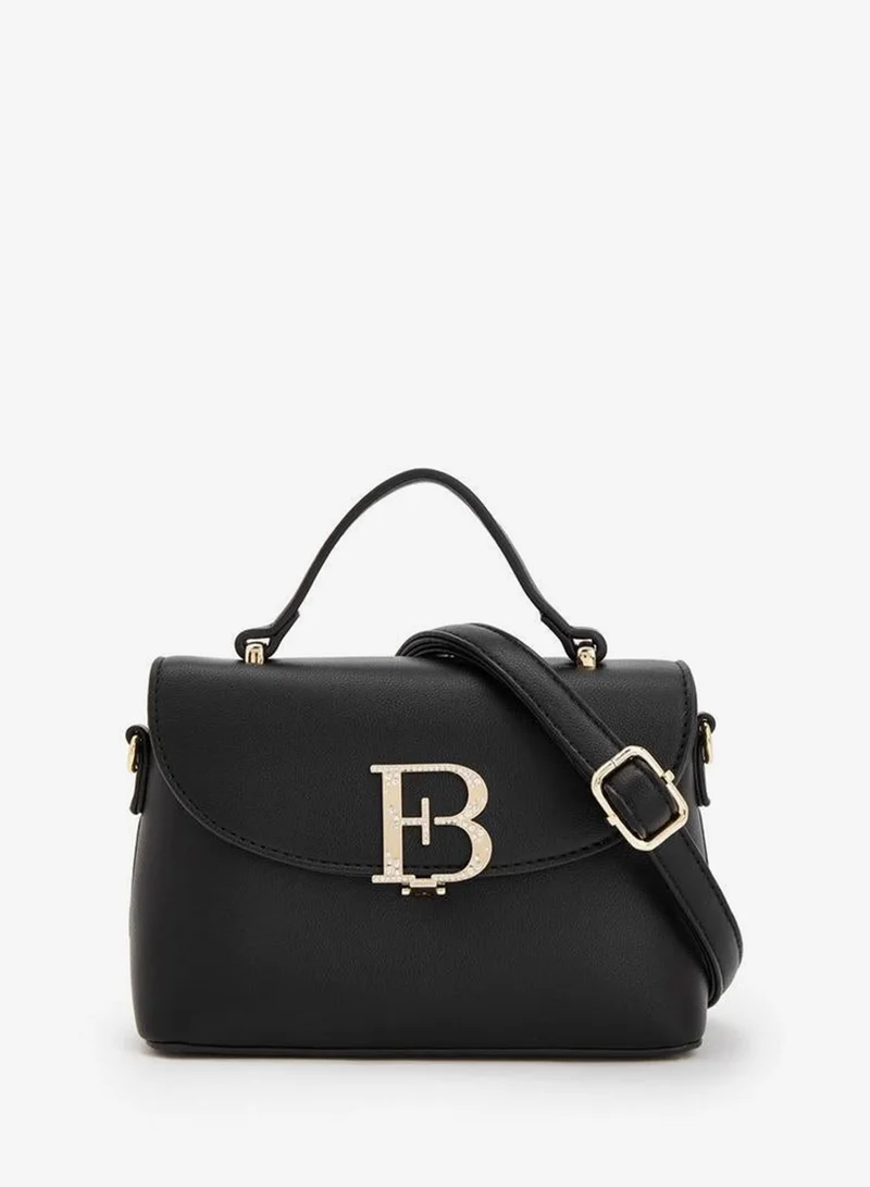 Solid Satchel Bag With Detachable Strap And Flap Closure