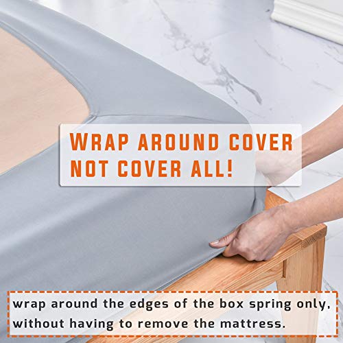 Twin Six Premium Bed Box Spring Cover, Update Bed Skirt, Mattress Protector Encasement,King/California King/Split King, Light Grey - Image 2