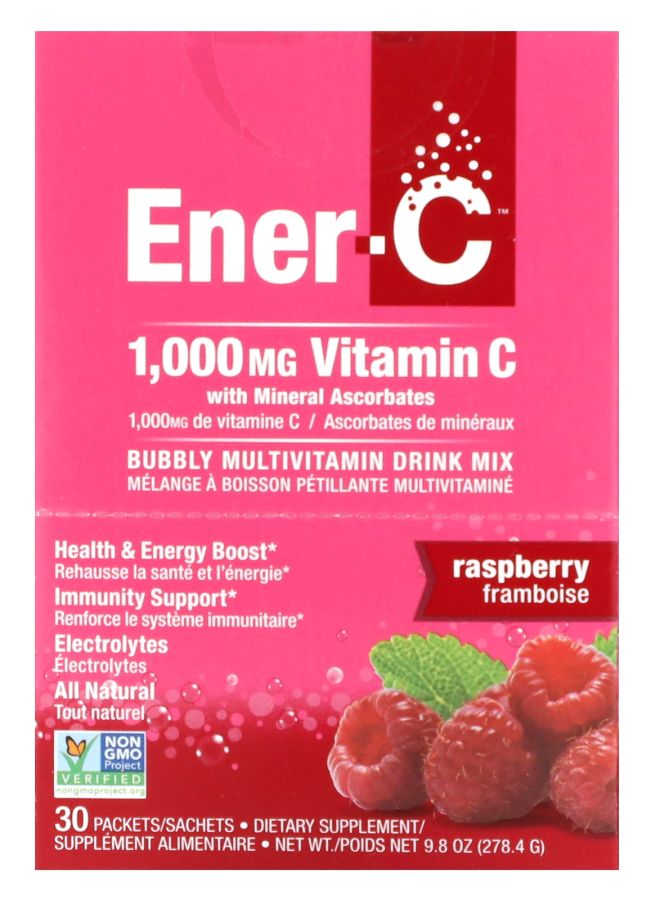 مشروب فيتامين سي المتعدد الفيتامينات بنكهة التوت 1000 ملغ 30 عبوة 0.3 أونصة (9.28 غرام) لكل منها