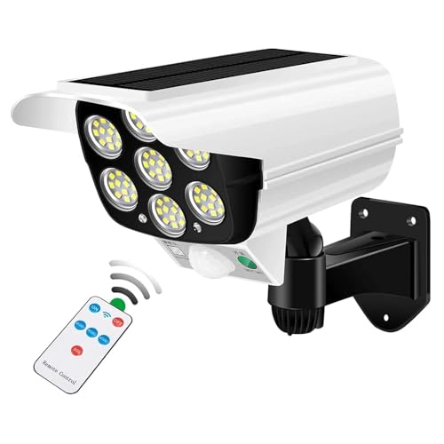 Javilant designer Solar Security Camera Light, Solar Lamp Outdoor Garden Light Wall Lamp Fake Camera with Light, 77 LED Street Spotlight Solar Lamp With Remote Control - Image 1