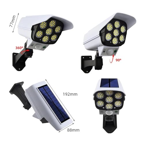 Javilant designer Solar Security Camera Light, Solar Lamp Outdoor Garden Light Wall Lamp Fake Camera with Light, 77 LED Street Spotlight Solar Lamp With Remote Control - Image 3