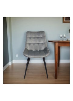 Micasa Elegant And Modern Design Armless Linen Dining Chair Grey And Black 85 X 51 X 61 Cm Dc2101  - Image 2