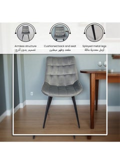 Micasa Elegant And Modern Design Armless Linen Dining Chair Grey And Black 85 X 51 X 61 Cm Dc2101  - Image 4