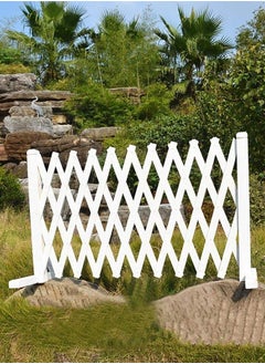 HOME TASTE Portable Retractable Wooden Fence – White 120cm Panel for Pets, Garden, Plant Climbing & Outdoor Privacy Screen  - Image 1