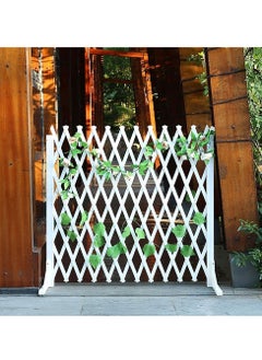 HOME TASTE Portable Retractable Wooden Fence – White 120cm Panel for Pets, Garden, Plant Climbing & Outdoor Privacy Screen  - Image 3