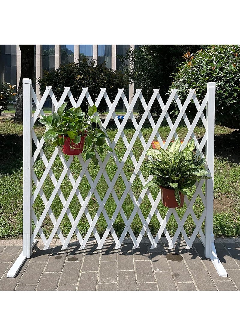 HOME TASTE Portable Retractable Wooden Fence – White 120cm Panel for Pets, Garden, Plant Climbing & Outdoor Privacy Screen  - Image 4