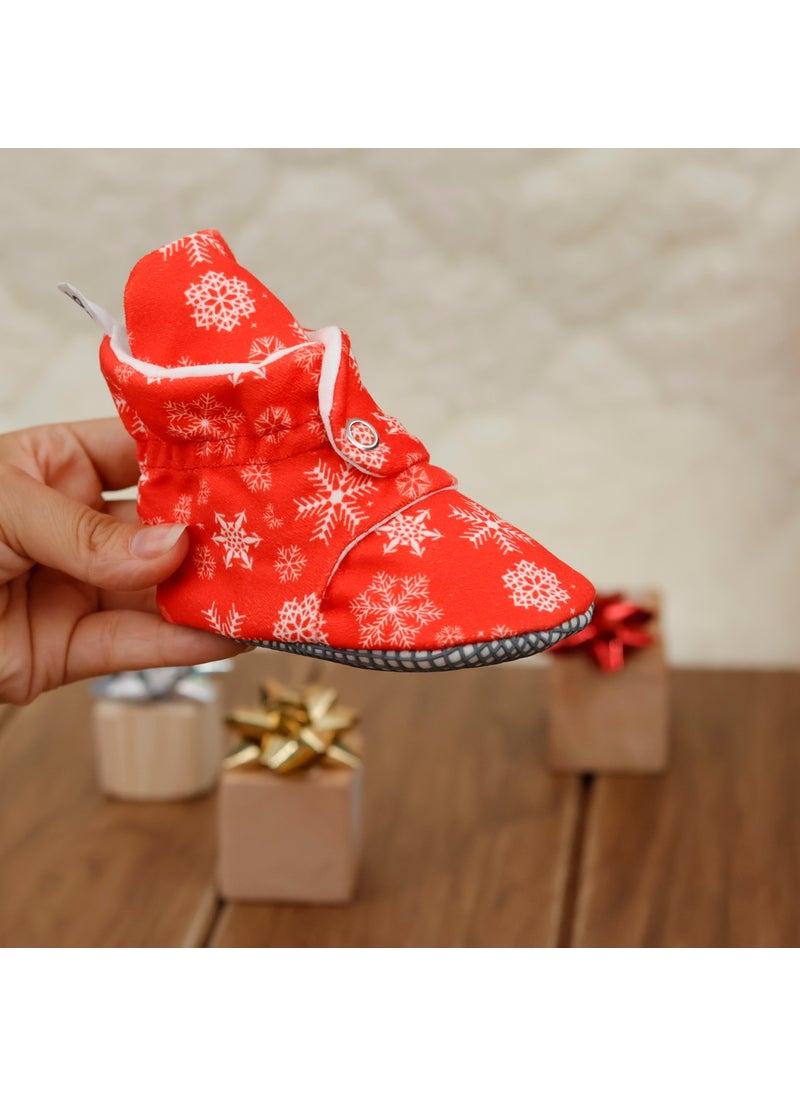Ella Bonna Organic Cotton Baby Slippers, Non-Slip Sole, Newborn Booties, Home Nursery Shoes, New Year's Special Snow Ball  - Image 5