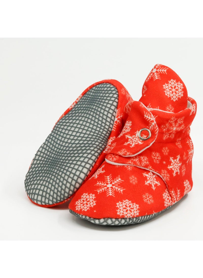 Ella Bonna Organic Cotton Baby Slippers, Non-Slip Sole, Newborn Booties, Home Nursery Shoes, New Year's Special Snow Ball  - Image 2