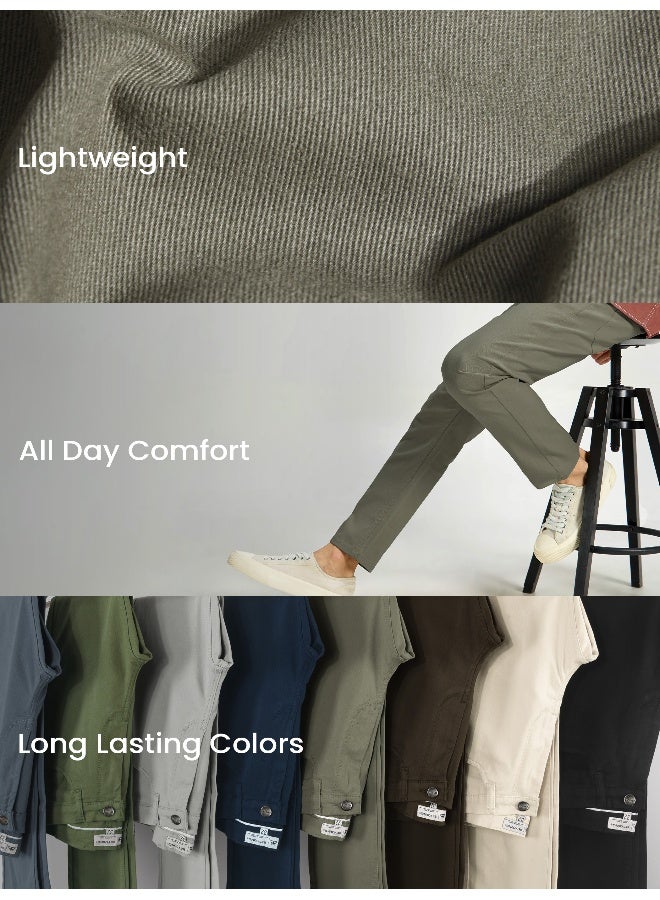 Beyoung BEYOUNG Casual Regular-fit Light Olive Green Chino Pants for Men  - Image 3