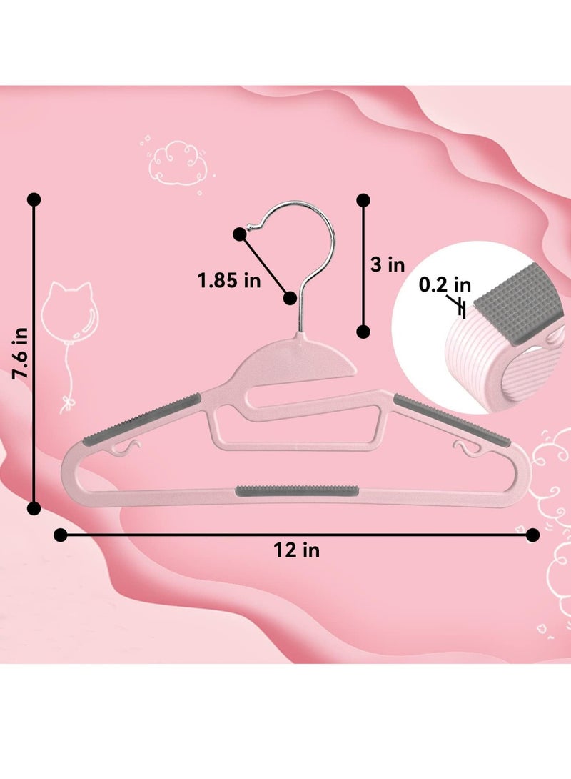 Red Dot Gift Red Dot Gift® Non-Slip Kids Hangers, Plastic Hangers, S-Slide 12" (30cm) with 360° Swivel Hook Space Saving for Children Closet (30 Pack, Light Pink)  - Image 2
