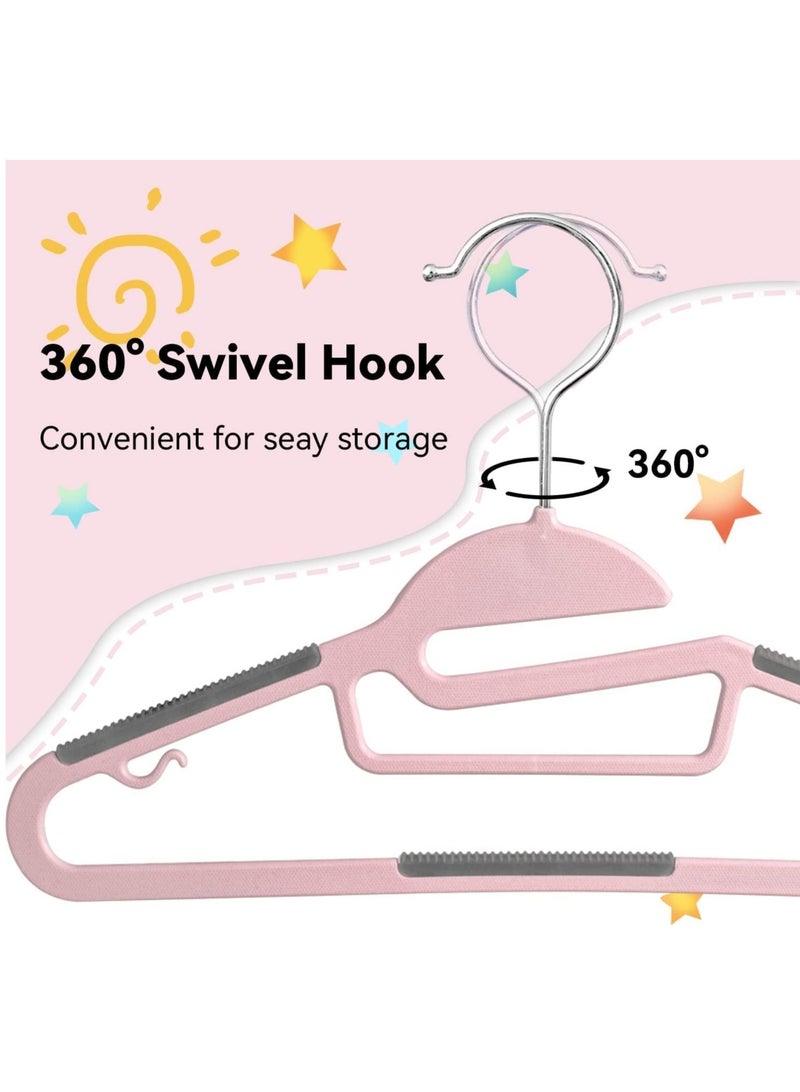 Red Dot Gift Red Dot Gift® Non-Slip Kids Hangers, Plastic Hangers, S-Slide 12" (30cm) with 360° Swivel Hook Space Saving for Children Closet (30 Pack, Light Pink)  - Image 4