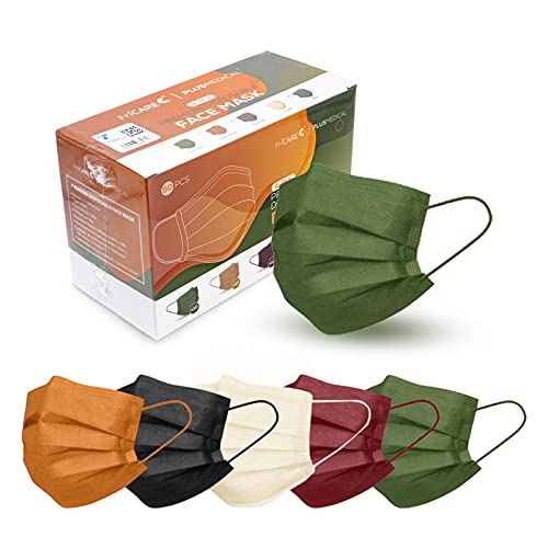 FriCARE Face Masks Disposable for Adults, 4 Ply ASTM Level 3, Allergy Protection, Individually Wrapped, 50 Pack, Assorted Fall - Image 1