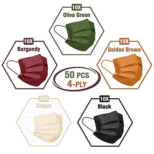 FriCARE Face Masks Disposable for Adults, 4 Ply ASTM Level 3, Allergy Protection, Individually Wrapped, 50 Pack, Assorted Fall - Image 2
