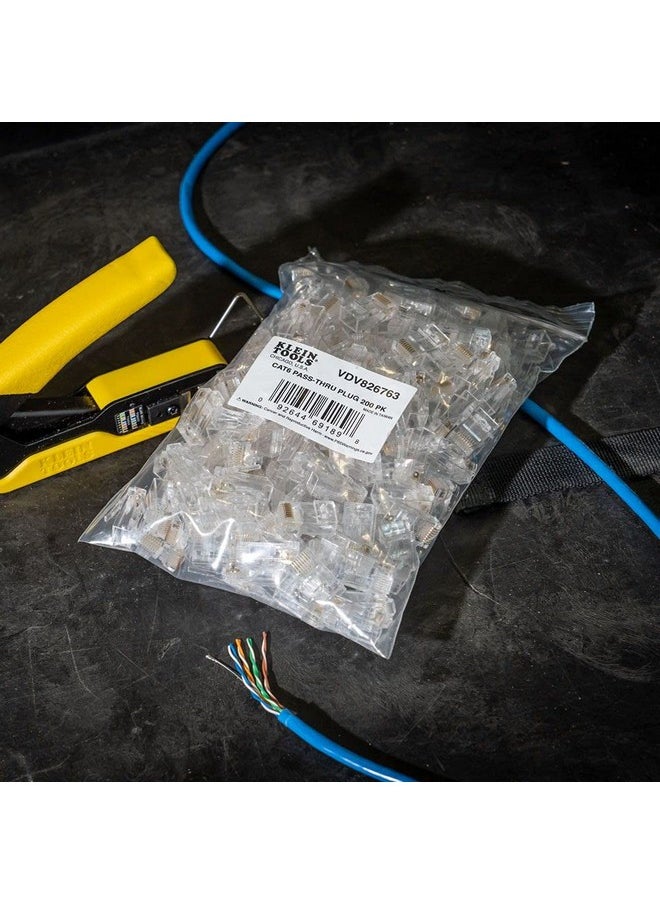 كلاين تولز قابس بيانات معياري VDV826-763 من كلاين تولز، RJ45 CAT6، مطلي بالذهب، موصلات مرور، عبوة من 200 قطعة  - Image 3
