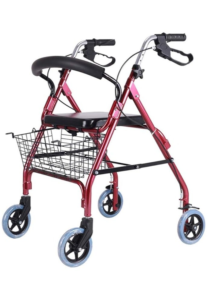 Generic Rollator Walker for Elderly with Wide Seat and Dual Brake System, Walking Aid with 4 Foldable Wheels, Rollator Medical Walker with Basket (6 Inch) - Image 1