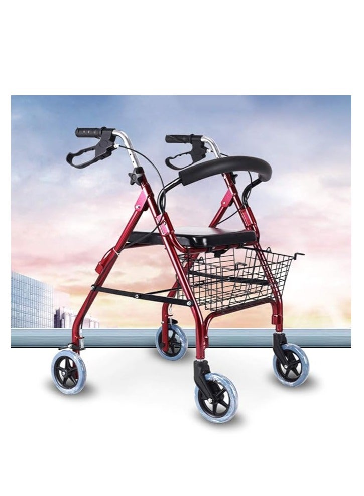 Generic Rollator Walker for Elderly with Wide Seat and Dual Brake System, Walking Aid with 4 Foldable Wheels, Rollator Medical Walker with Basket (6 Inch) - Image 2