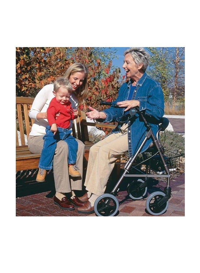 Generic Rollator Walker for Elderly with Wide Seat and Dual Brake System, Walking Aid with 4 Foldable Wheels, Rollator Medical Walker with Basket (6 Inch) - Image 3