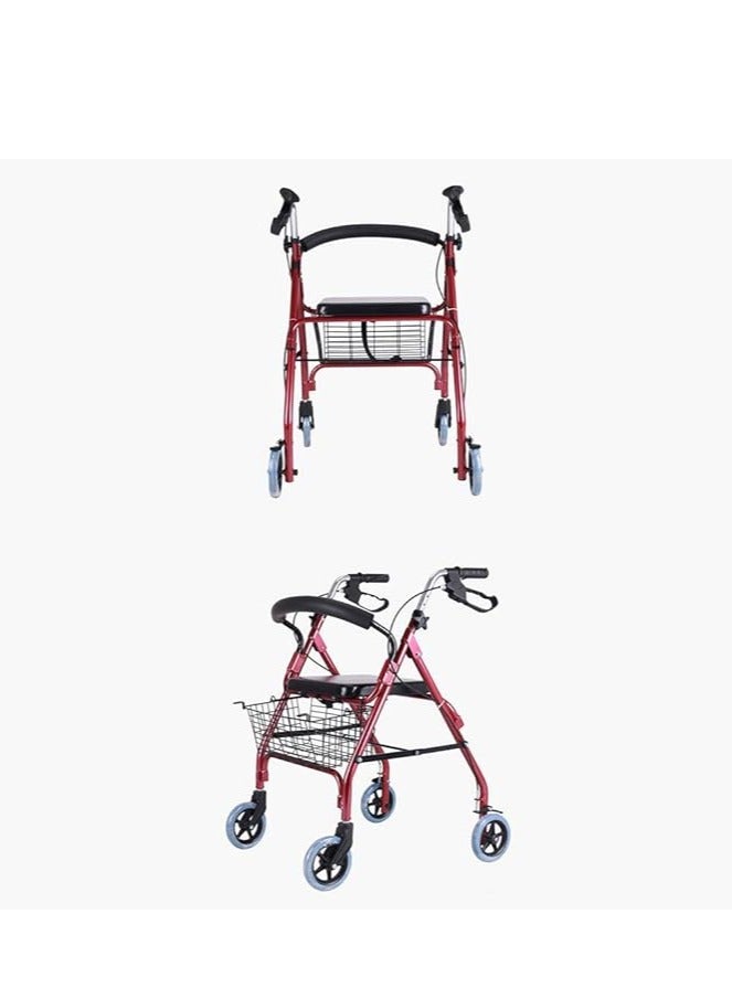 Generic Rollator Walker for Elderly with Wide Seat and Dual Brake System, Walking Aid with 4 Foldable Wheels, Rollator Medical Walker with Basket (6 Inch) - Image 4