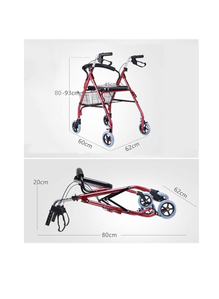 Generic Rollator Walker for Elderly with Wide Seat and Dual Brake System, Walking Aid with 4 Foldable Wheels, Rollator Medical Walker with Basket (6 Inch) - Image 5