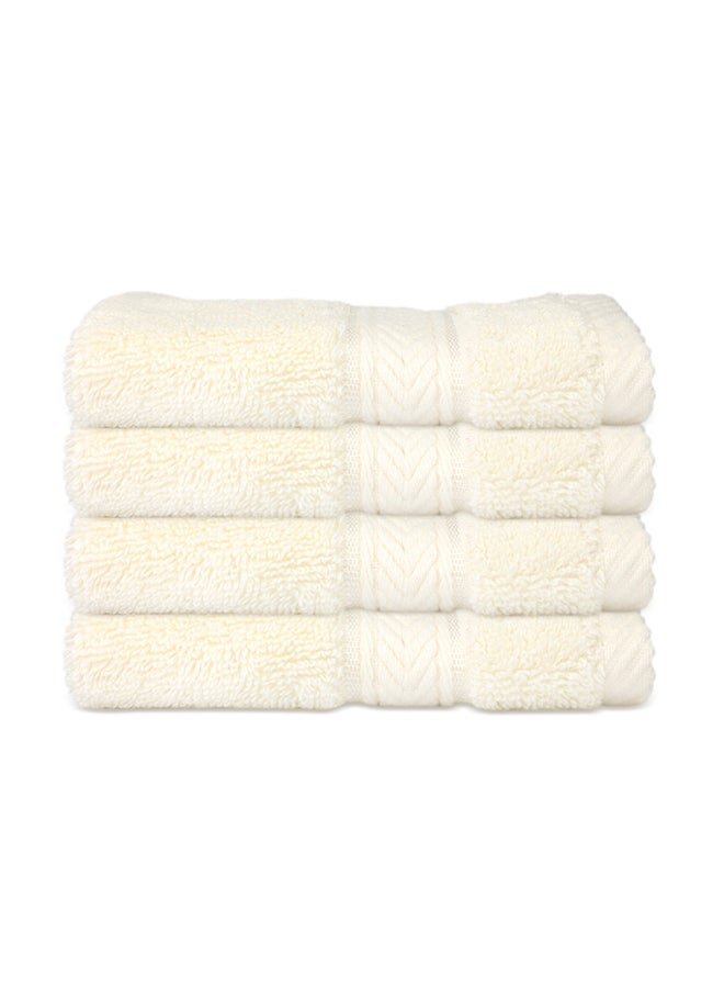 Hotel Linen Klub LUXURY PACK of 4 Face Towel - 100% Cotton 650 GSM Terry Dobby Border Ring Spun - Super Soft ,Quick Dry,Highly Absorbent ,Size: 30x30cm,Cream - Image 1