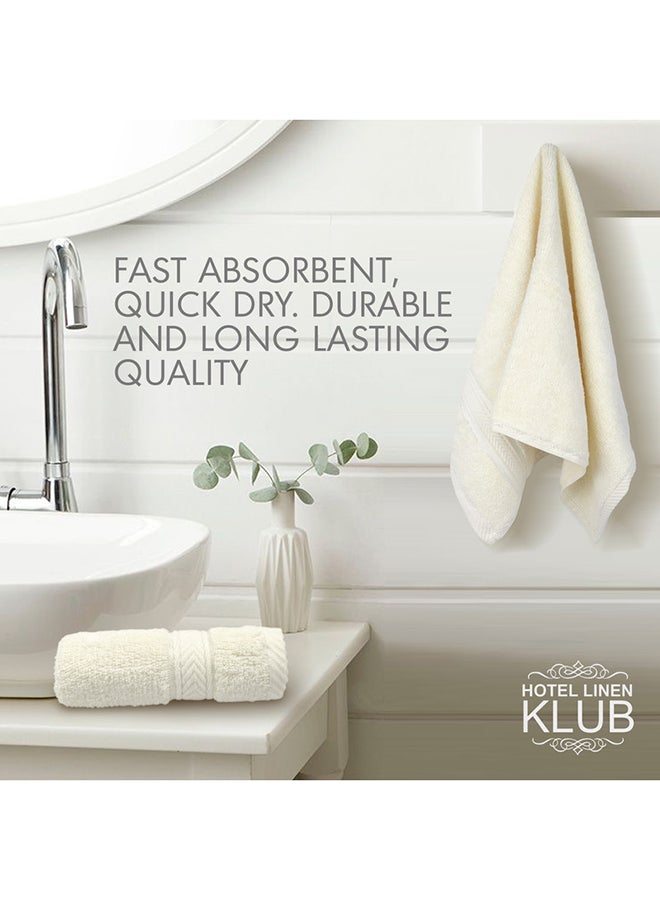 Hotel Linen Klub LUXURY PACK of 4 Face Towel - 100% Cotton 650 GSM Terry Dobby Border Ring Spun - Super Soft ,Quick Dry,Highly Absorbent ,Size: 30x30cm,Cream - Image 4