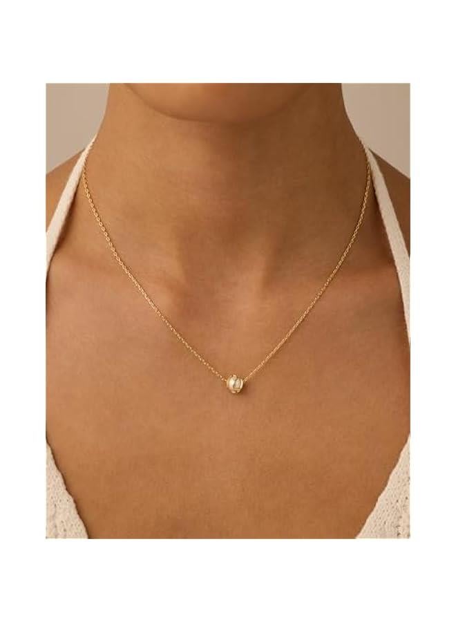 PAVOI 14K Gold Plated Round Shell Pearl Jewelry Set for Women - Gold Pearl Necklace and Earring Set with Pendant Necklace and Caged Stud Earrings Pack - Image 3