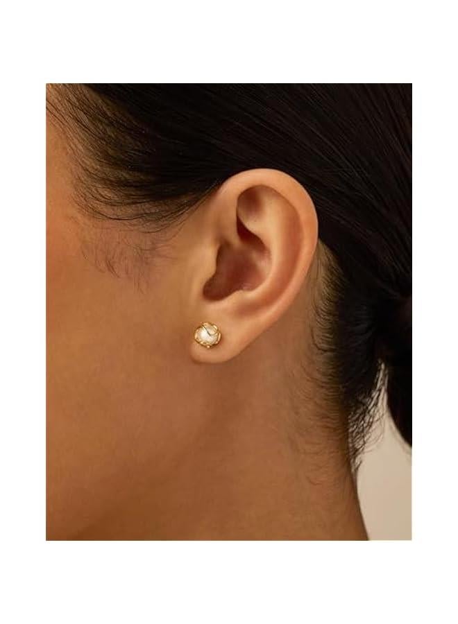 PAVOI 14K Gold Plated Round Shell Pearl Jewelry Set for Women - Gold Pearl Necklace and Earring Set with Pendant Necklace and Caged Stud Earrings Pack - Image 4