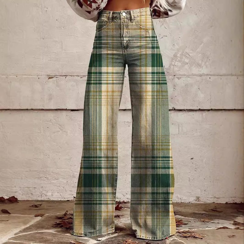 Digital Printing Five-Pointed Star Denim Women'S Wide Leg Pants 3D Women'S Trousers Flared Pants Selling - Image 2