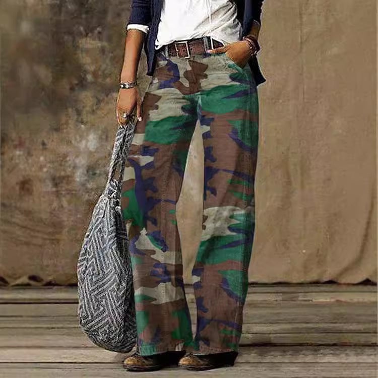 Digital Printing Five-Pointed Star Denim Women'S Wide Leg Pants 3D Women'S Trousers Flared Pants Selling - Image 5
