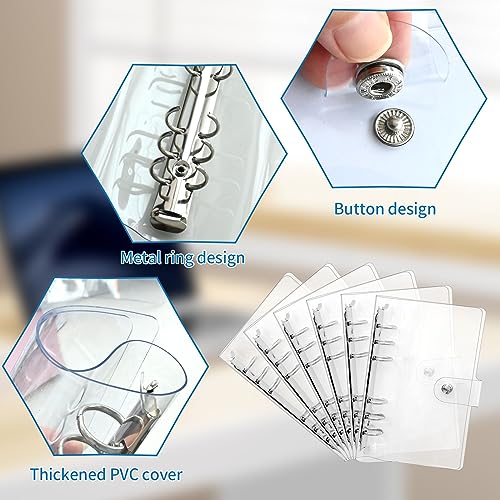 EATAKWARD 6PCS A6 PVC 6-Ring Binder Cover, Soft Round Ring A6 Binder Cover, Loose Leaf Folder Snap Button Closure, Transparent Protector, Refillable Planner Binder for Meeting, Travel, Office Supplies - Image 4