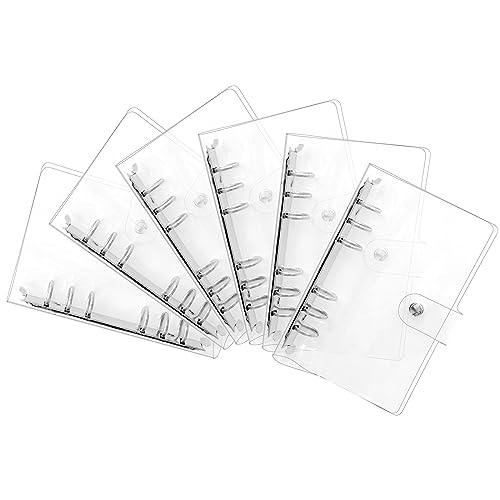 EATAKWARD 6PCS A6 PVC 6-Ring Binder Cover, Soft Round Ring A6 Binder Cover, Loose Leaf Folder Snap Button Closure, Transparent Protector, Refillable Planner Binder for Meeting, Travel, Office Supplies - Image 1