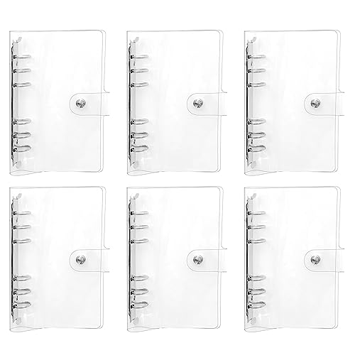 EATAKWARD 6PCS A6 PVC 6-Ring Binder Cover, Soft Round Ring A6 Binder Cover, Loose Leaf Folder Snap Button Closure, Transparent Protector, Refillable Planner Binder for Meeting, Travel, Office Supplies - Image 2