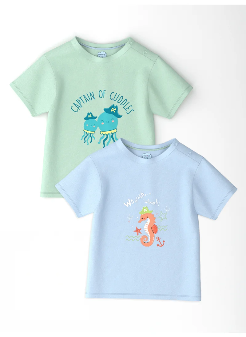 نوتيناتي Nautinati Infants' Cotton Pack of 2 Ocean Print T-shirt