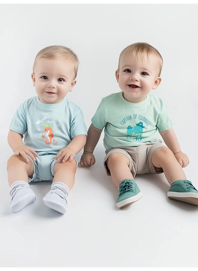 Nautinati Nautinati Infants' Cotton Pack of 2 Ocean Print T-shirt