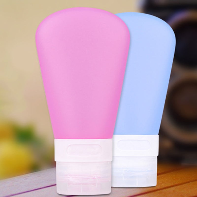 3pcs Portable Travel Bottles Set Soap Dispensers Silicone Bottles Countertop Lotion Containers 37ml (Pink + Blue + Transparency) - Image 5