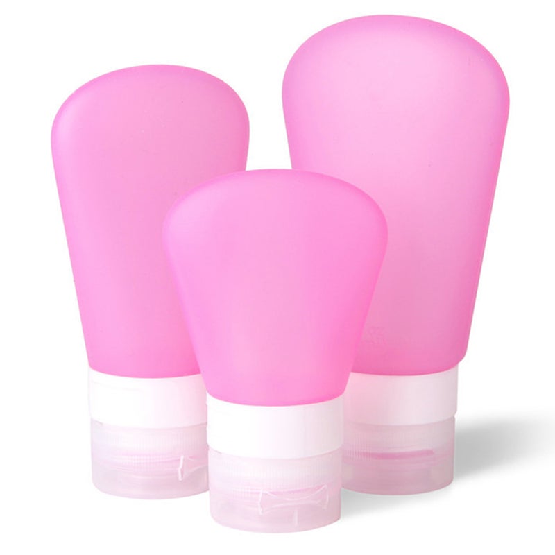 3pcs Portable Travel Bottles Set Soap Dispensers Silicone Bottles Countertop Lotion Containers 37ml (Pink + Blue + Transparency) - Image 2
