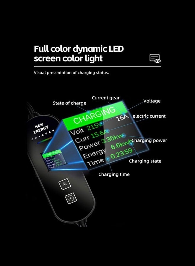 Generic Electric car charger, 16A 3.5KW portable electric car charger with LED screen intelligent temperature control, anti-theft charging equipment, plug and play, UK standard  - Image 3