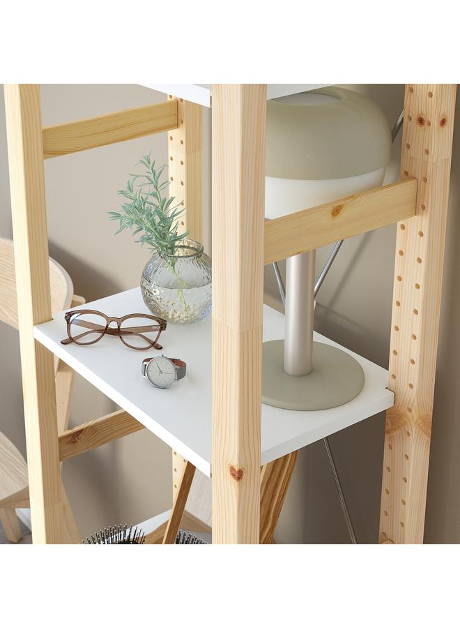 زبون وحدة رفوف، خشب الصنوبر/المعدن الأبيض، 48X30X179 سم - Image 3