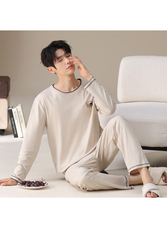 LANG SHA Langsha Men's Cotton Long Sleeve Pajama Set Spring Autumn Youth All Cotton Four Seasons Plus Size Homewear - Image 2