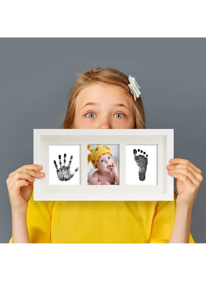 صورة إطار ذكرى حبر يد وقدم المولود الجديد، إطار صور بصمة يد وقدم طفل DIY، هدايا تذكارية للنمو، لوحة بصمة مخلب. - Image 1
