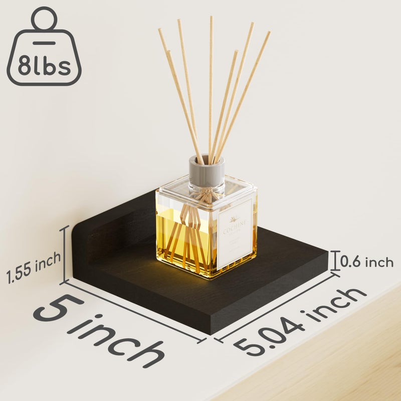 QsQueen Small Floating Shelves Mini Shelves Hanging Display 5 Inch Wall Shelf for Bathroom Livingroom Bedroom,3 Pack, with 2 Types of Installation, Great for Room Decor - Image 3