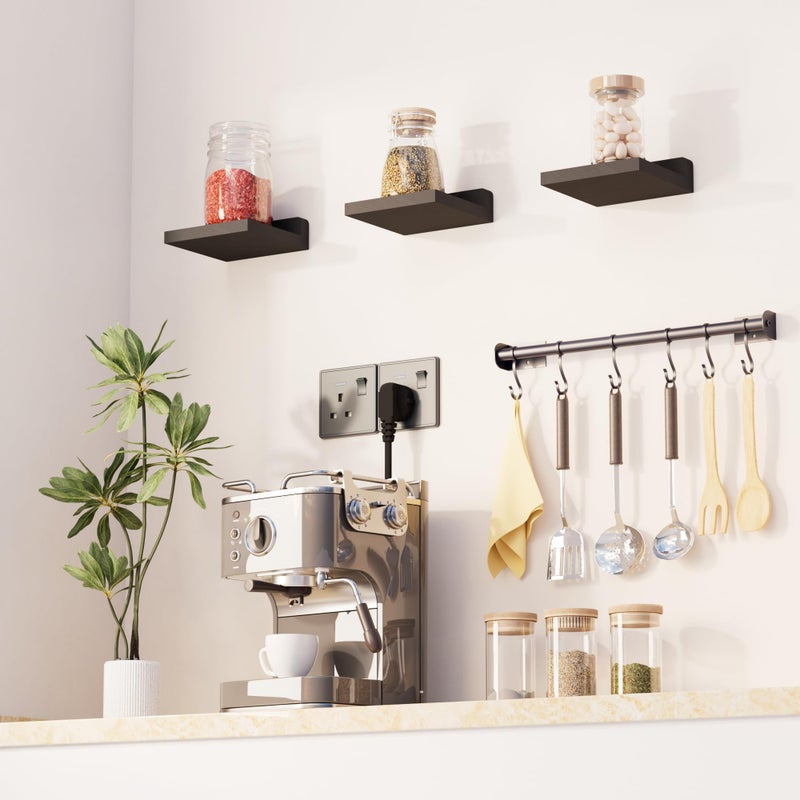QsQueen Small Floating Shelves Mini Shelves Hanging Display 5 Inch Wall Shelf for Bathroom Livingroom Bedroom,3 Pack, with 2 Types of Installation, Great for Room Decor - Image 5
