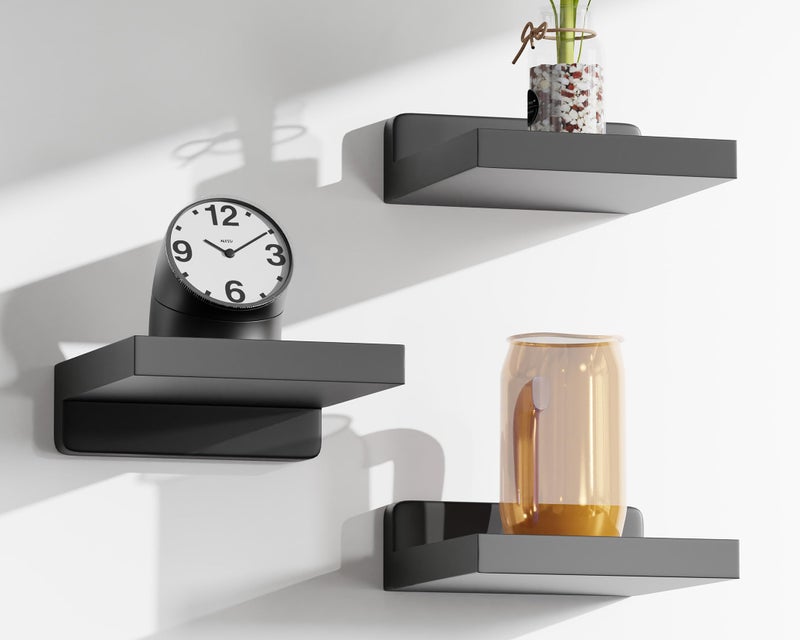 QsQueen Small Floating Shelves Mini Shelves Hanging Display 5 Inch Wall Shelf for Bathroom Livingroom Bedroom,3 Pack, with 2 Types of Installation, Great for Room Decor - Image 1