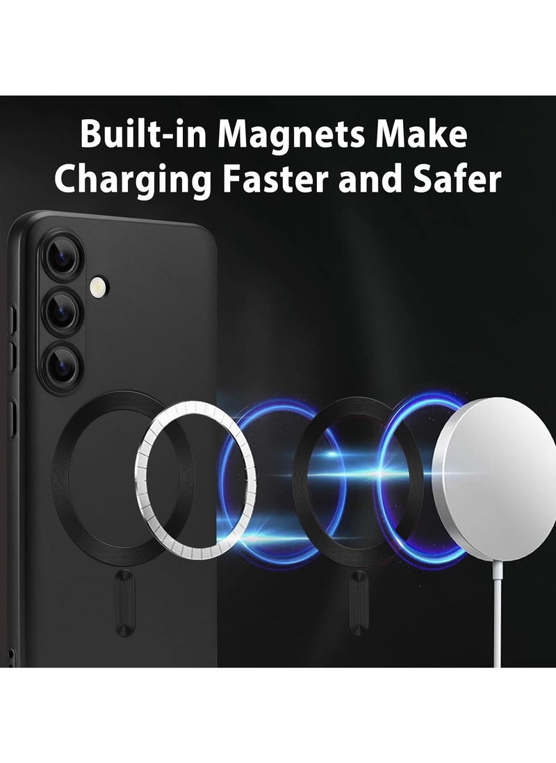 Generic - Magnetic Case for Samsung Galaxy A56 for Women Men , Matte Luxury Metallic Luster Flexible TPU Shockproof Case with Screen Protector - Black - Image 1
