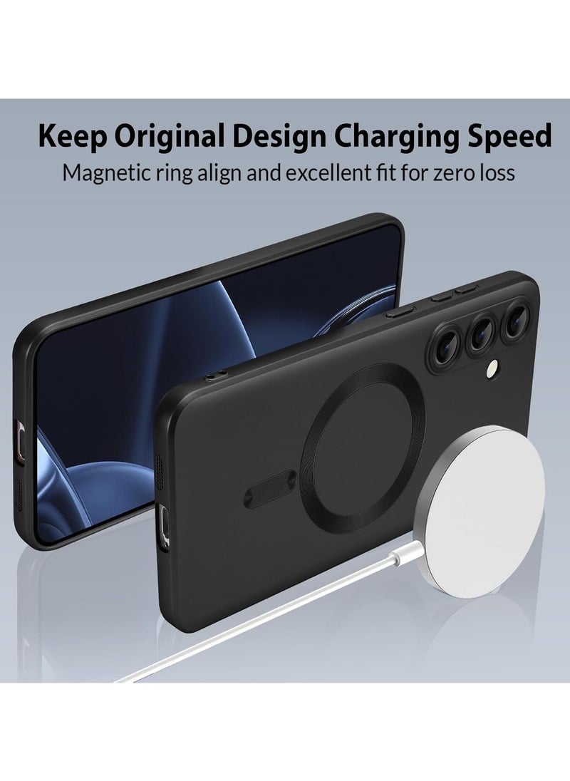 Generic - Magnetic Case for Samsung Galaxy A56 for Women Men , Matte Luxury Metallic Luster Flexible TPU Shockproof Case with Screen Protector - Black - Image 1