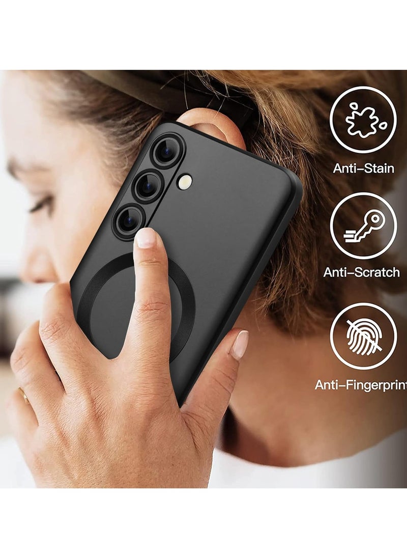 Generic - Magnetic Case for Samsung Galaxy A56 for Women Men , Matte Luxury Metallic Luster Flexible TPU Shockproof Case with Screen Protector - Black - Image 1